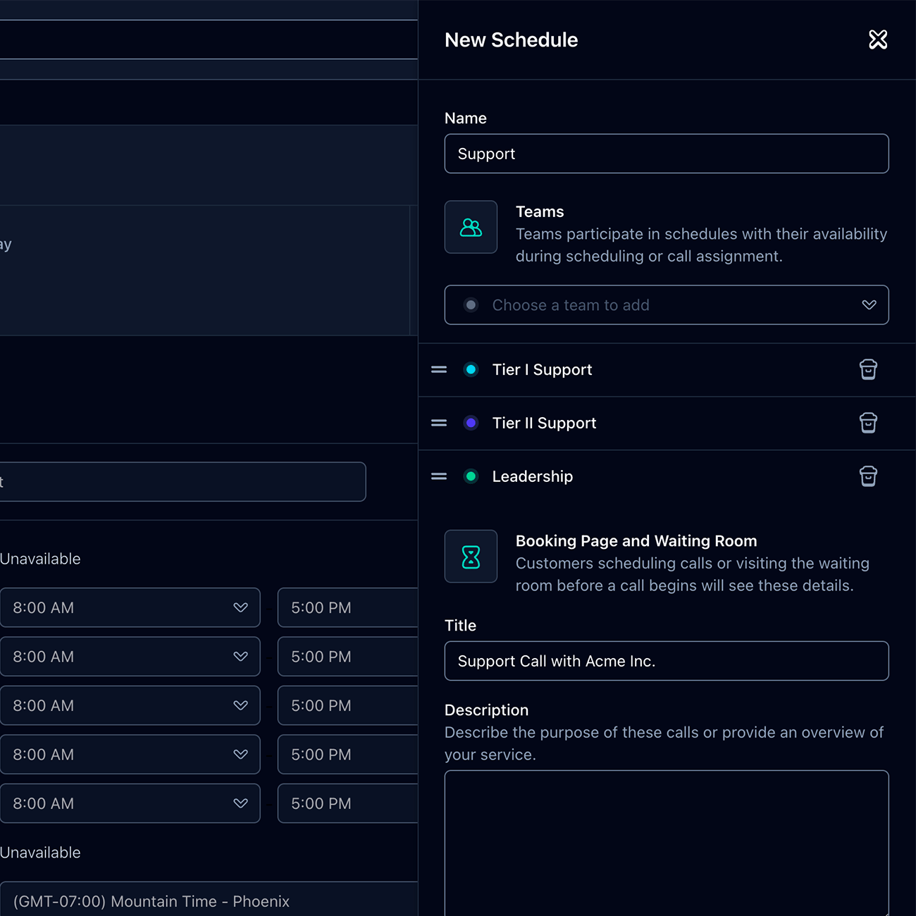 Screenshot of new schedule with teams