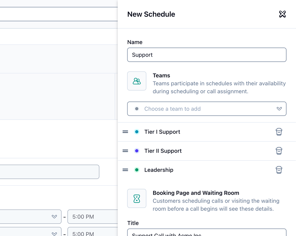 Screenshot of new schedule with teams
