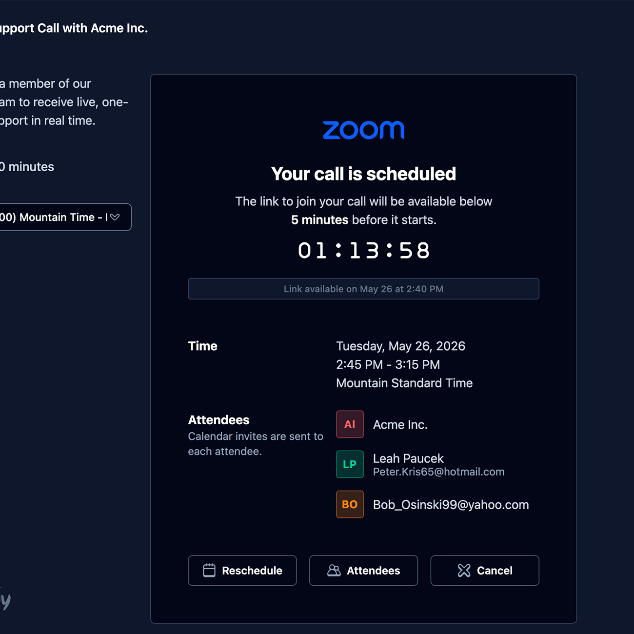 Screenshot of waiting room